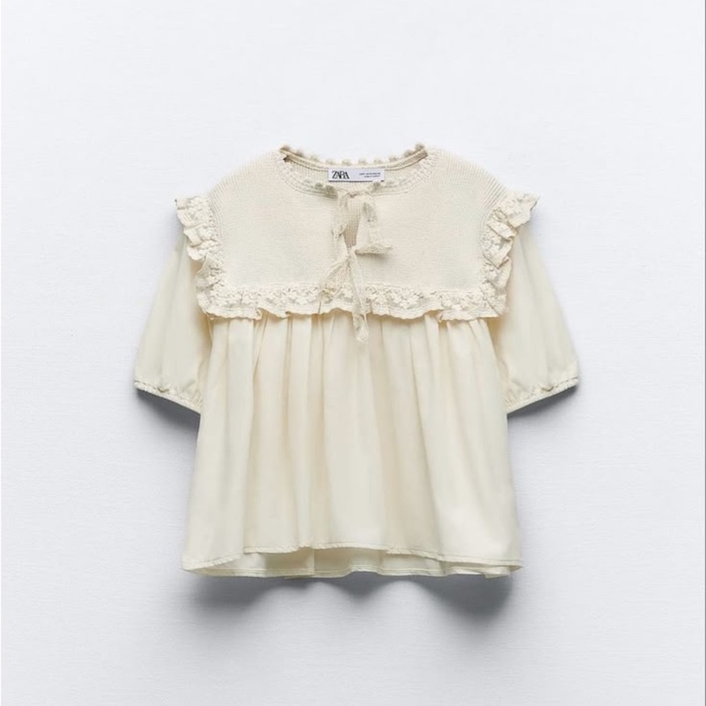 Zara Combination Tied Knit Top